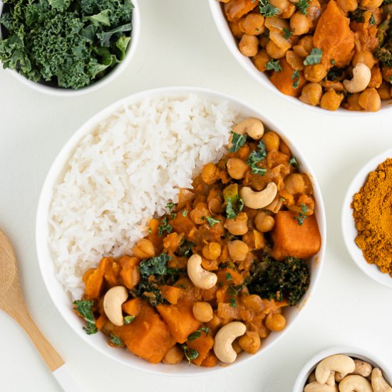 Sweet Potato, Kale, Chickpea Curry