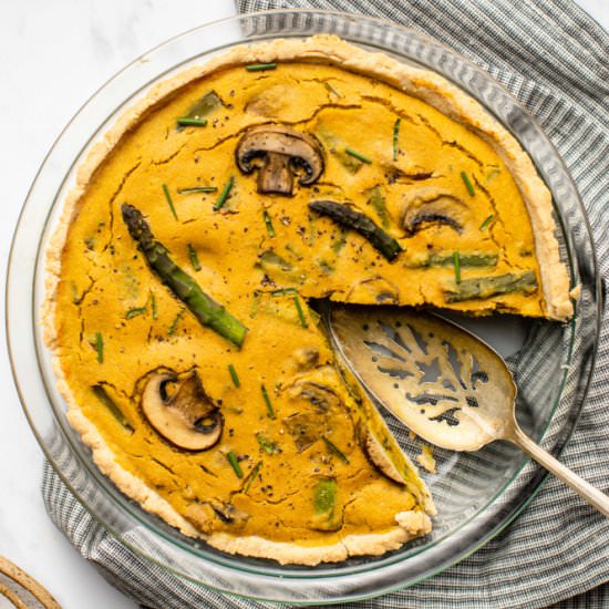 Vegan Asparagus & Mushroom Quiche