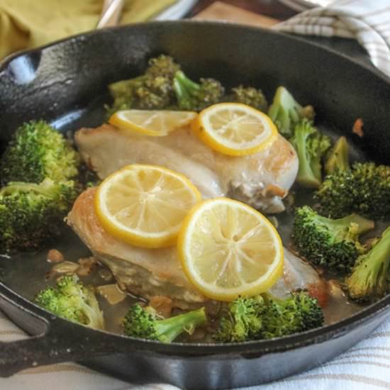 One Pan Lemon Chicken and Broccoli