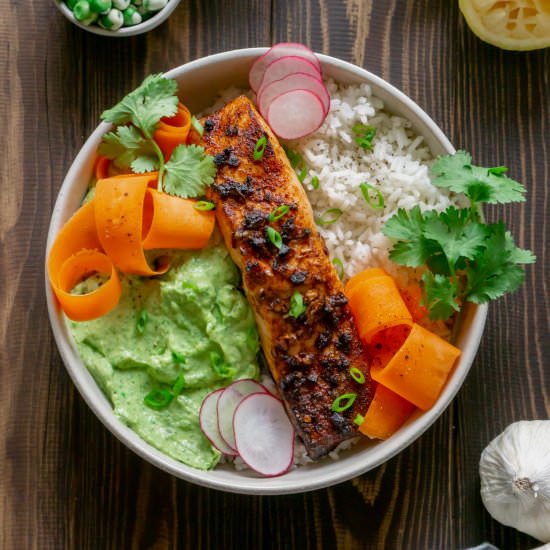 Air Fryer Blackened Salmon Bowls