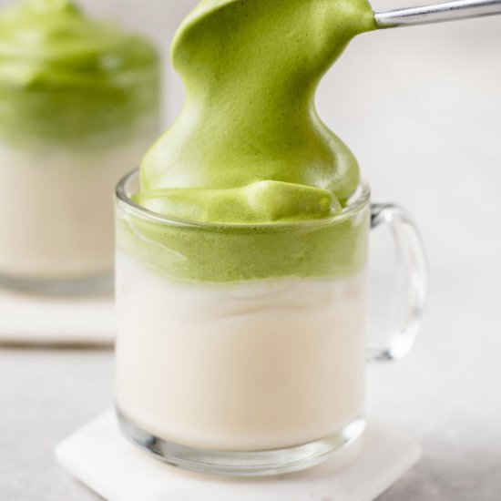 Vegan Dalgona Matcha Latte