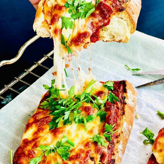 Vegetarian pizza on ciabatta bread