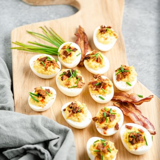 Chive Bacon Deviled Eggs