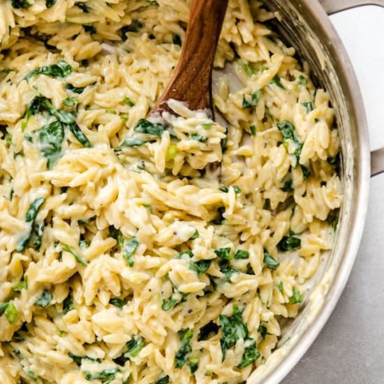 Parmesan Spinach Orzo