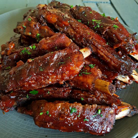 red wine braised honey pork ribs