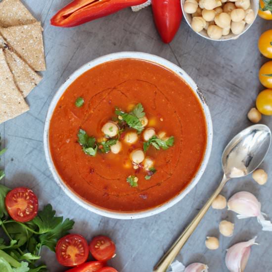 Roasted Red Pepper Chickpea Soup