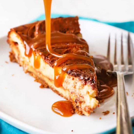 Swirled Caramel Fudge Cheesecake