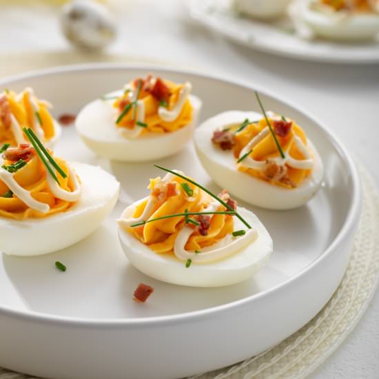 Deviled eggs with bacon