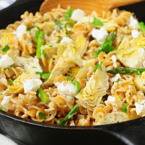 Goat Cheese Artichoke Pasta