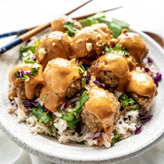 Asian Meatballs with Peanut Sauce