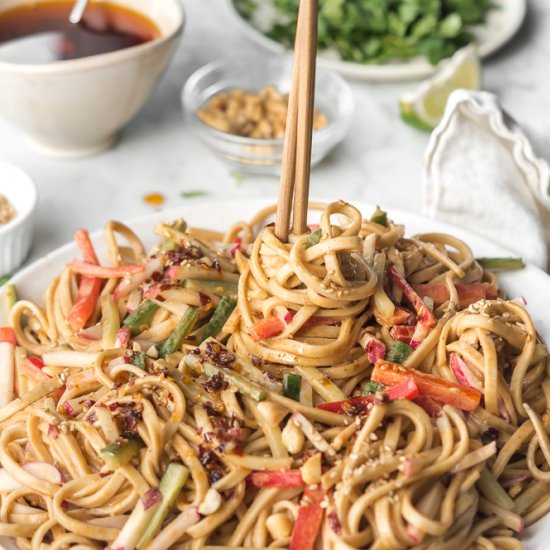 cold spicy sesame peanut noodles