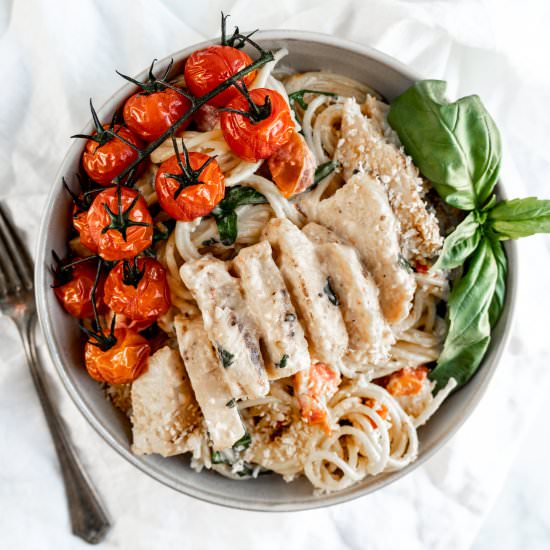 Creamy Chicken Bruschetta Pasta