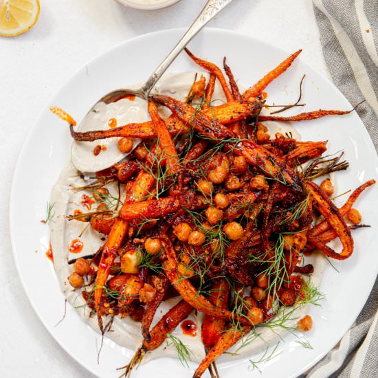 Roasted Carrots & Tahini Dressing