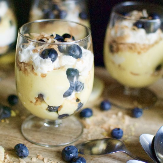 lemon curd mousse with blueberries