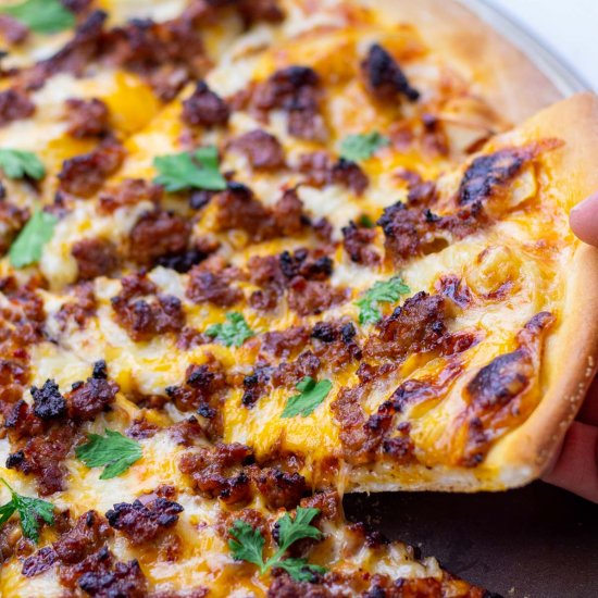 Honey Butter, Sausage & Apple Pizza