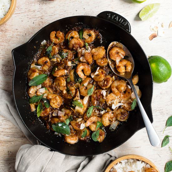 Thai basil shrimp with coconut