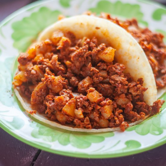 Soy Chorizo and Potato Tacos