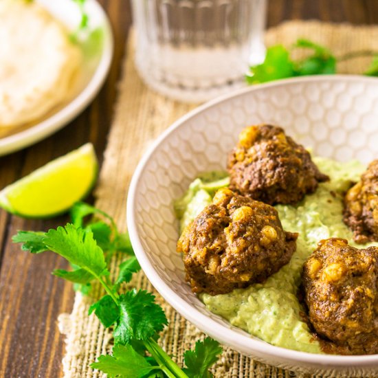 Mexican Meatballs W/ Avocado Crema