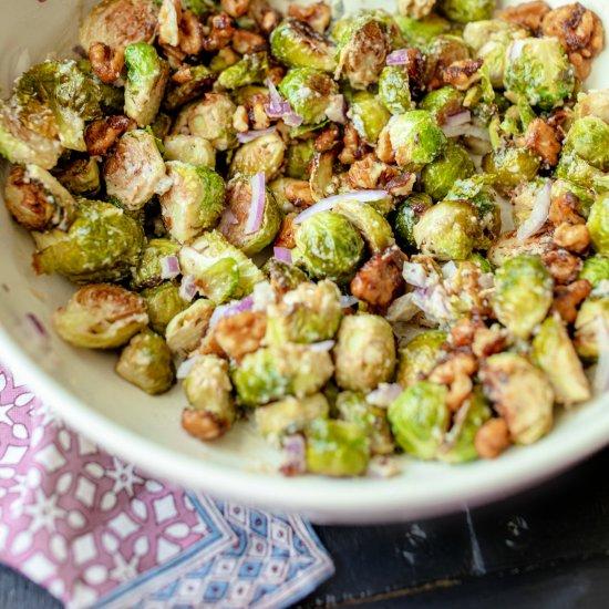 Creamy Brussel Sprout Walnut Salad