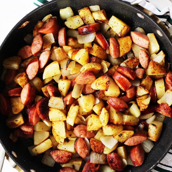 Lemon Pepper Kielbasa + Potatoes