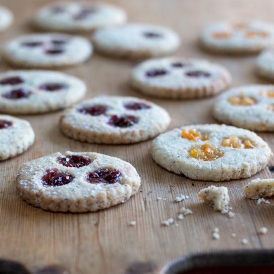 Lemon Poppy Linzer Cookies