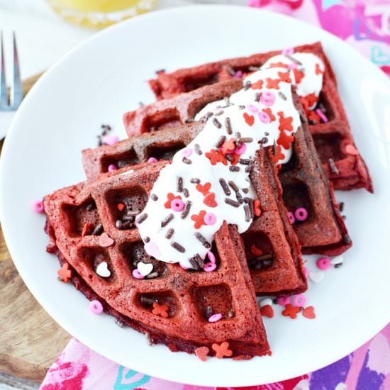 Breakfast Red Velvet Waffles