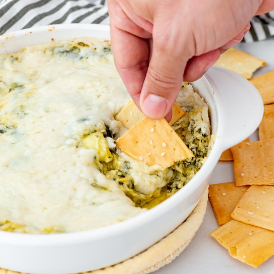 Warm Vegan Spinach Artichoke Dip