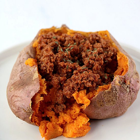 Sloppy Joe Stuffed Sweet Potatoes