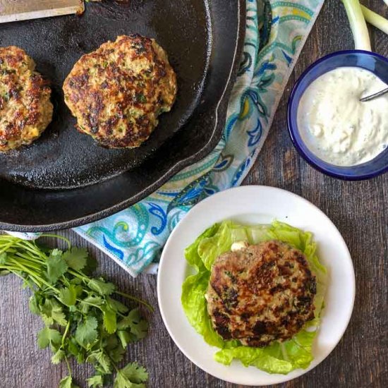 Feta & Cilantro Keto Turkey Burgers