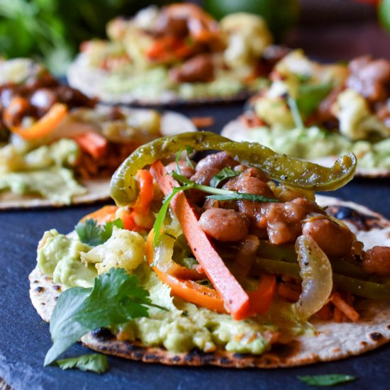 Roasted Vegetable Bean & Rice Tacos