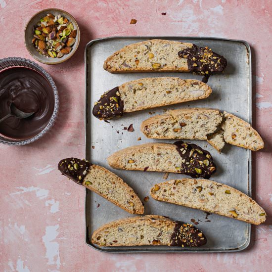 Triple nut chocolate biscotti