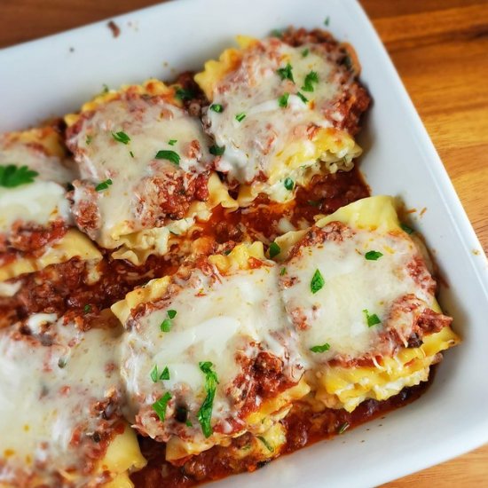 Meat lasagna roll ups