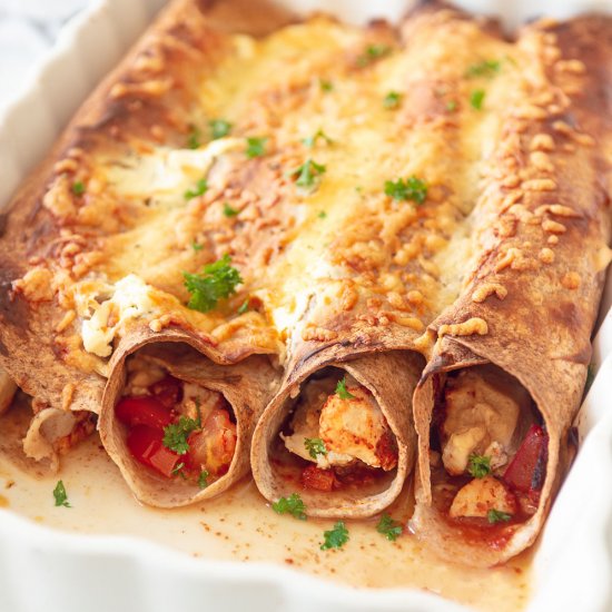 Enchilada with chicken tomato cheese