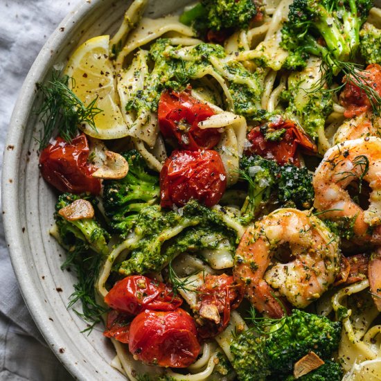 Shrimp Pasta with Dill Pesto