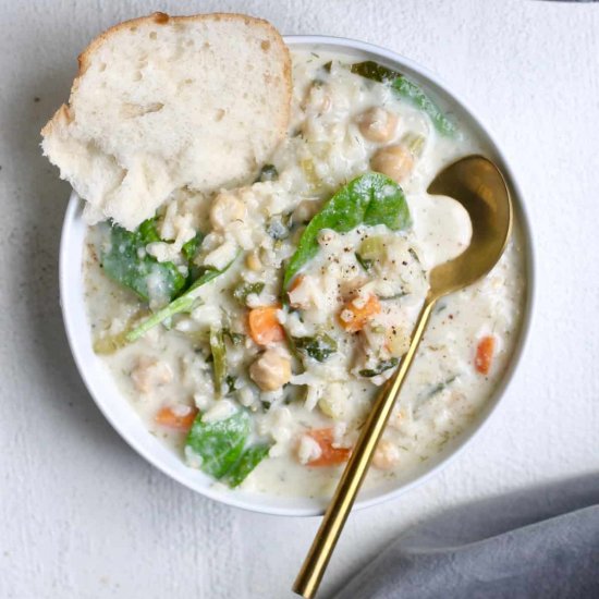 Lemon Chickpea Rice Soup