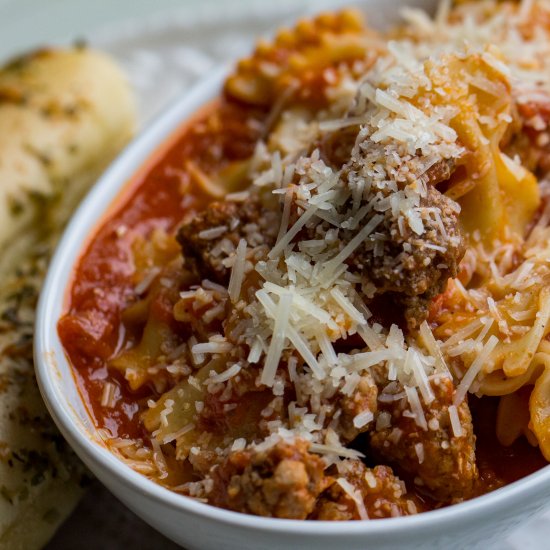 Farfalle and Meat Sauce