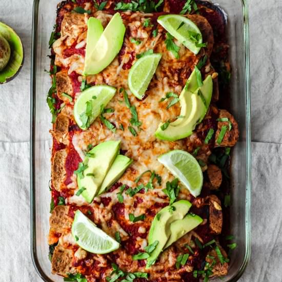 Pinto Bean Veggie Enchiladas