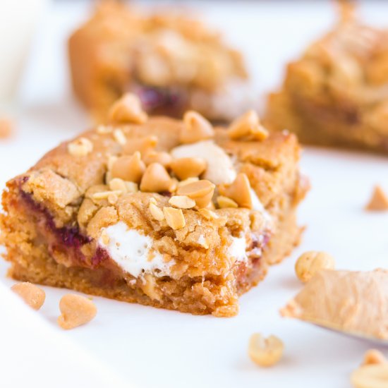 Peanut Butter & Jelly Fluff Blondie