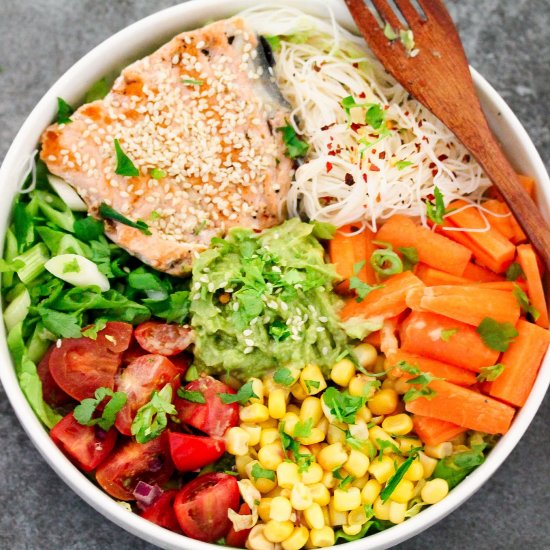 Noodle Bowl with Salmon