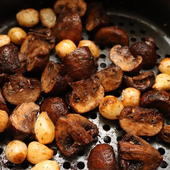 Air Fryer Mushrooms and Onions