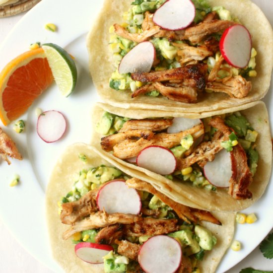 Orange Chicken Tacos and Corn Salsa