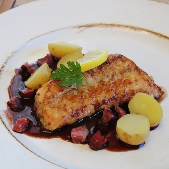 Pacific Rockfish and Red Wine Sauce