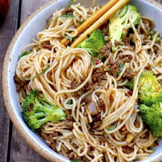 Sweet & Savory Crispy Beef Noodles