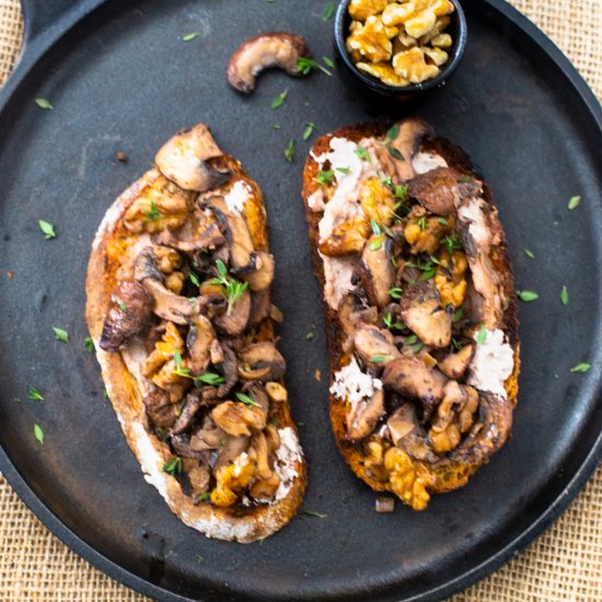 Creamy Walnut Thyme Mushroom Toast