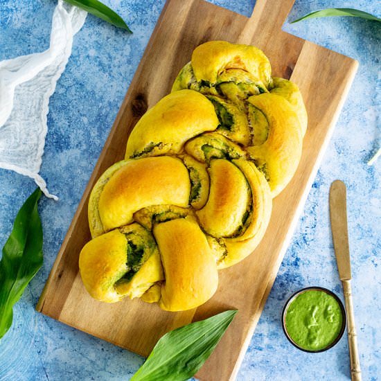 Wild Garlic Stuffed Vegan Challah