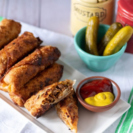 Vegan Cheeseburger Egg Rolls