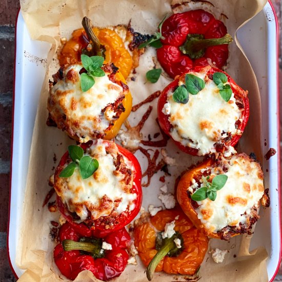 Greek Ground Turkey Stuffed Peppers