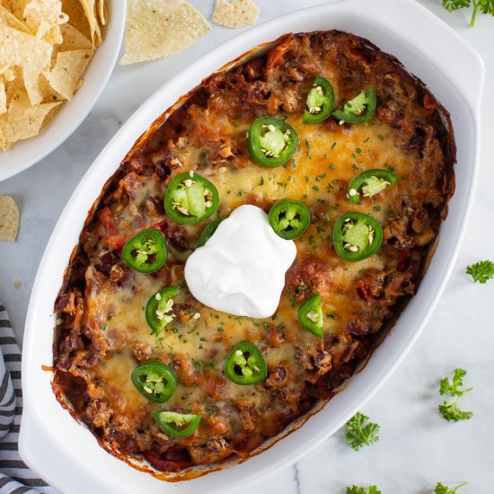 EASY THREE BEAN TACO CASSEROLE