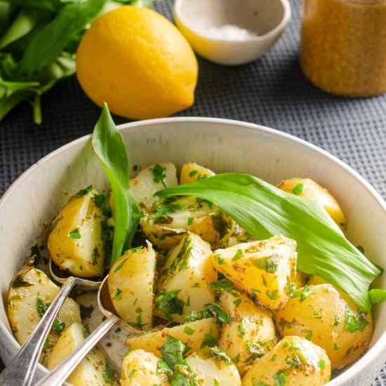 Warm Wild Garlic Potato Salad