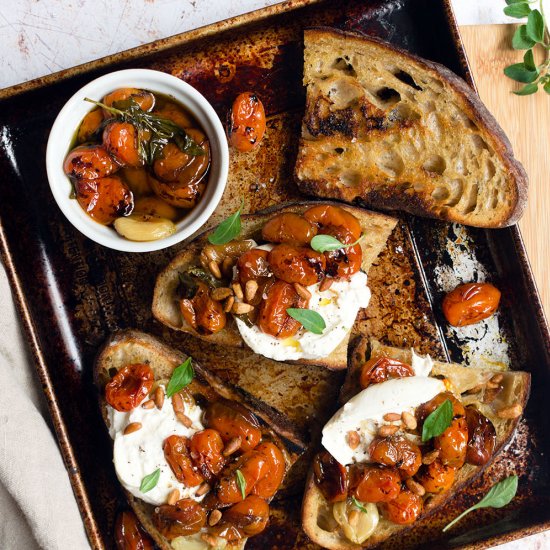 Roasted tomato and burrata toast